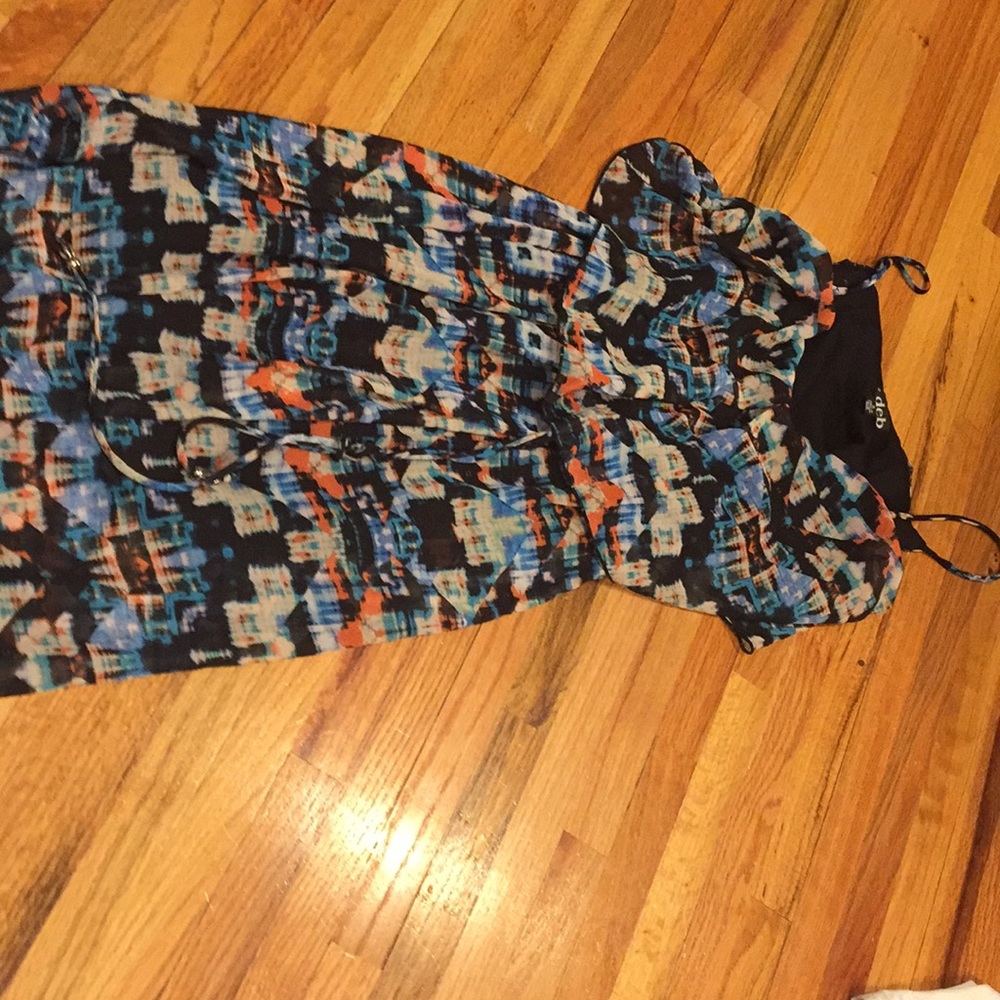 Spaghetti strap draped patterned maxi dress small